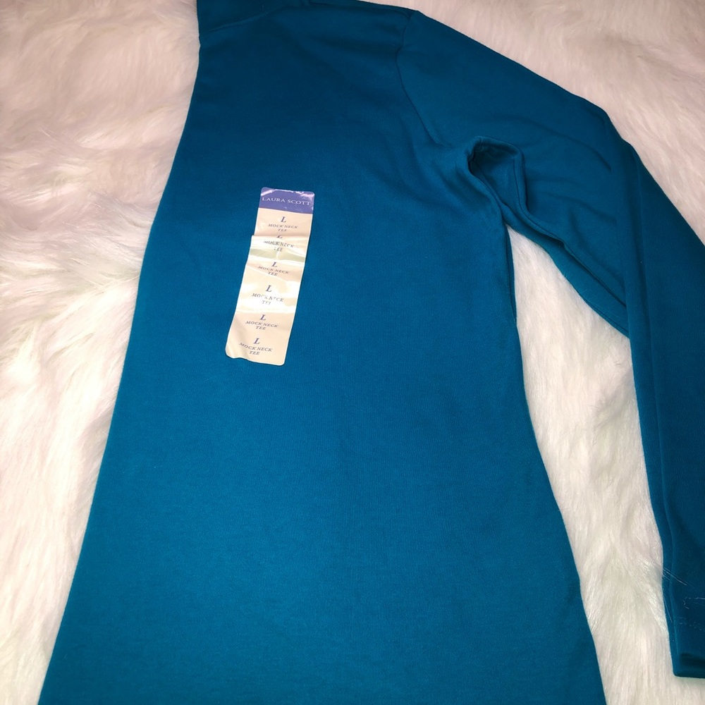 Long Sleeve Stretch Turtleneck Mock Neck T,Size L